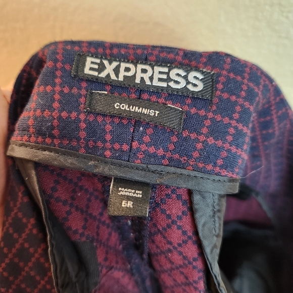 Express Columnist Ankle Purple Diamond Print Work Pants 6R - Picture 3 of 6